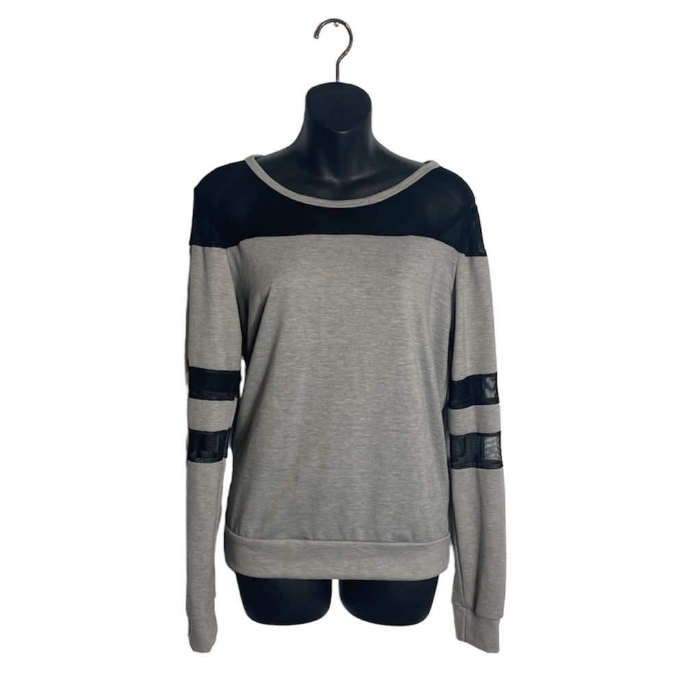 Rue21 Combination Fabric Sweater Mesh Cotton Black and Grey Rue 21 Sweatshirt